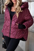 Hooded Quilted Puffer Jacket for Women, Zip Front 4