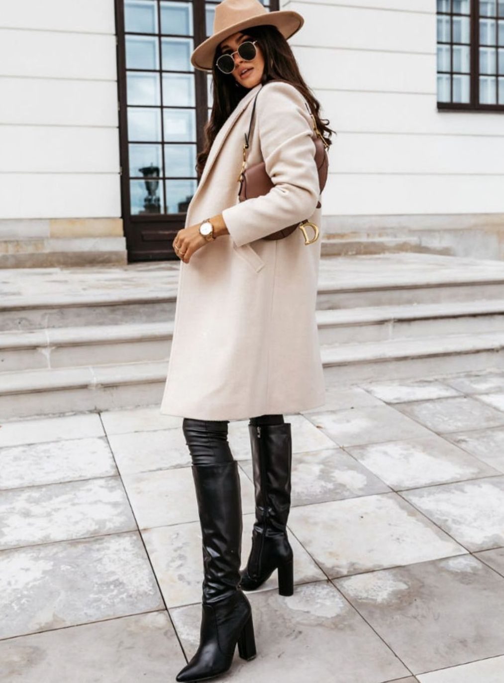 Women's Double-Breasted Long Coat, Tailored Smart Fit