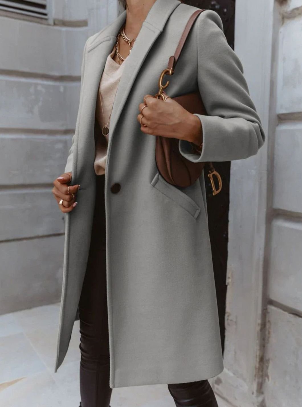 Women's Double-Breasted Long Coat, Tailored Smart Fit