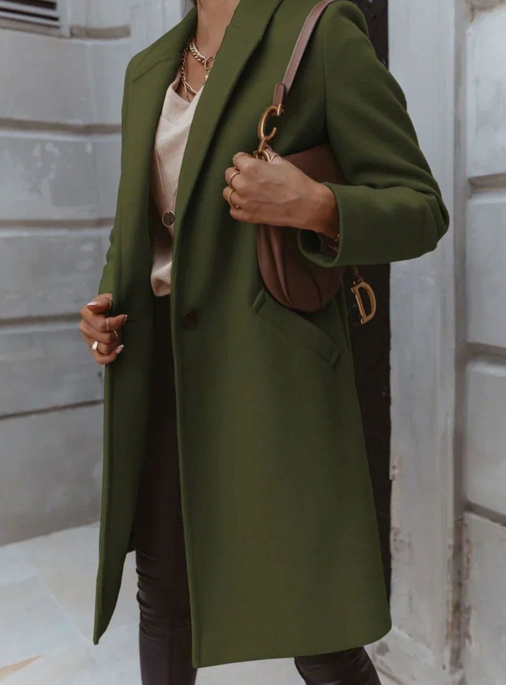 Women's Double-Breasted Long Coat, Tailored Smart Fit