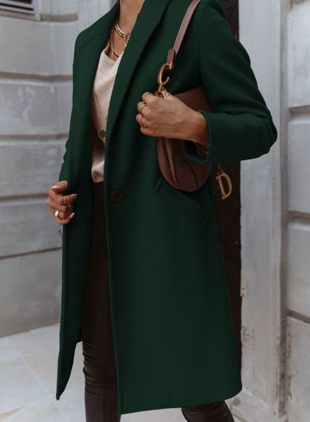 Women's Double-Breasted Long Coat, Tailored Smart Fit