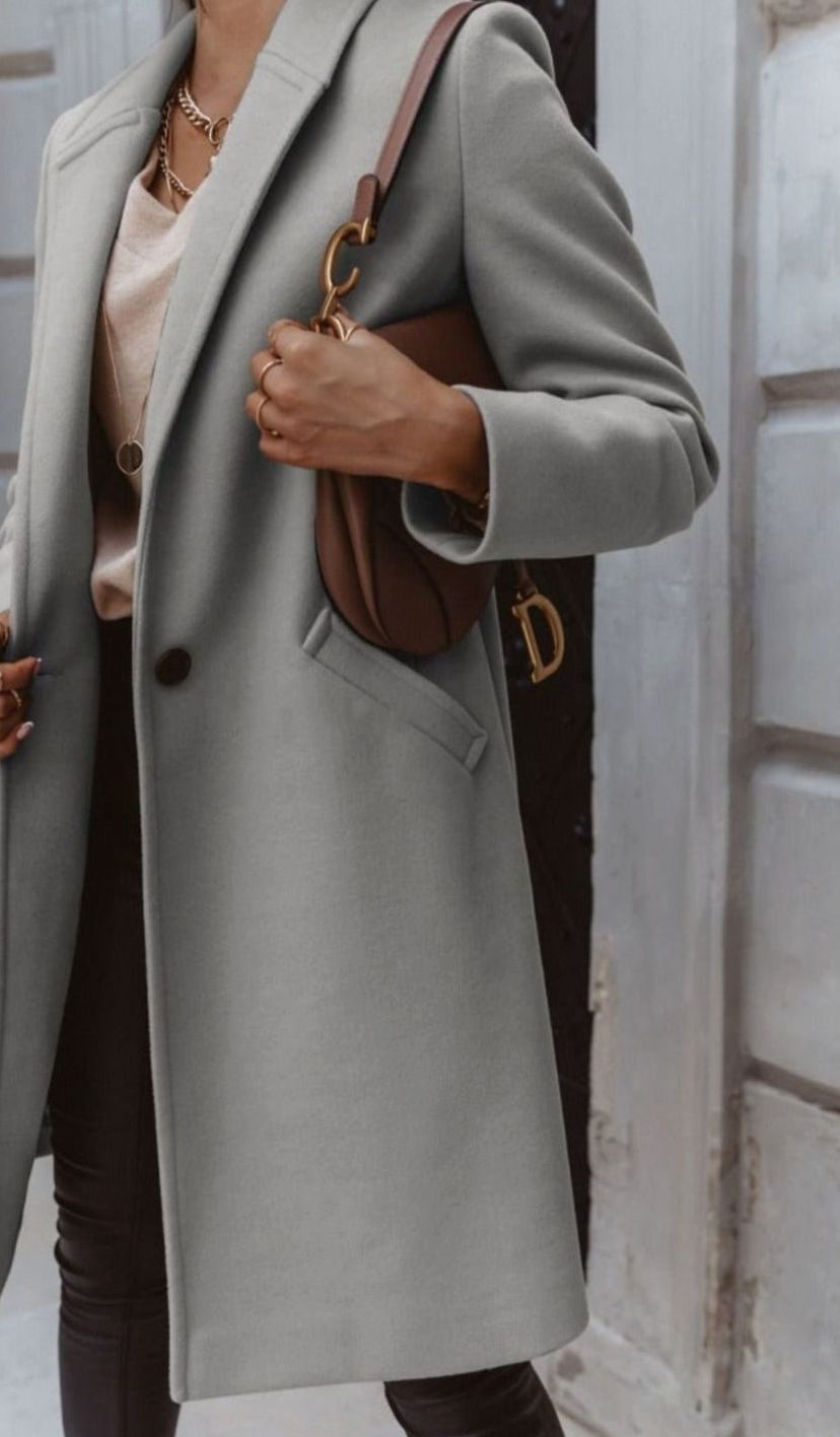 Women's Double-Breasted Long Coat, Tailored Smart Fit