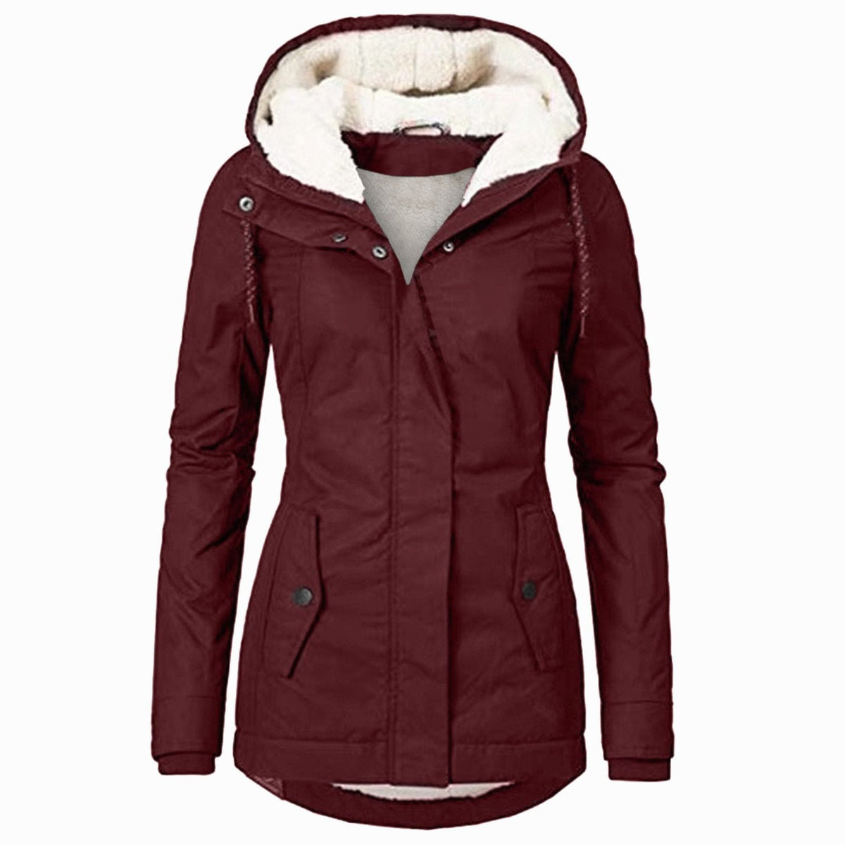 Women's Hooded Parka Jacket, Sherpa Lined Zip-Up
