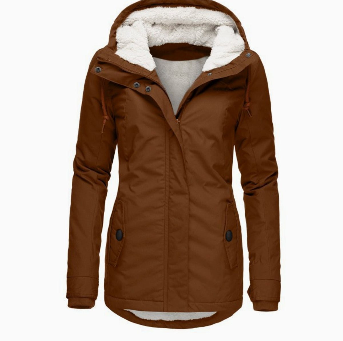 Women's Hooded Parka Jacket, Sherpa Lined Zip-Up