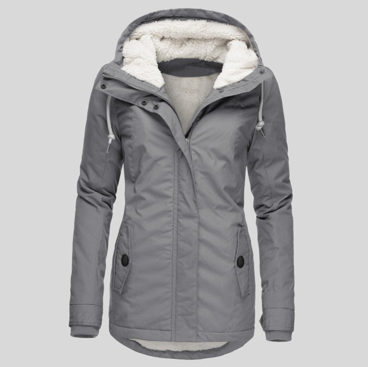 Women's Hooded Parka Jacket, Sherpa Lined Zip-Up