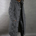 Women's Long Cardigan, Hooded Chunky Cable Knit with Buttons 3
