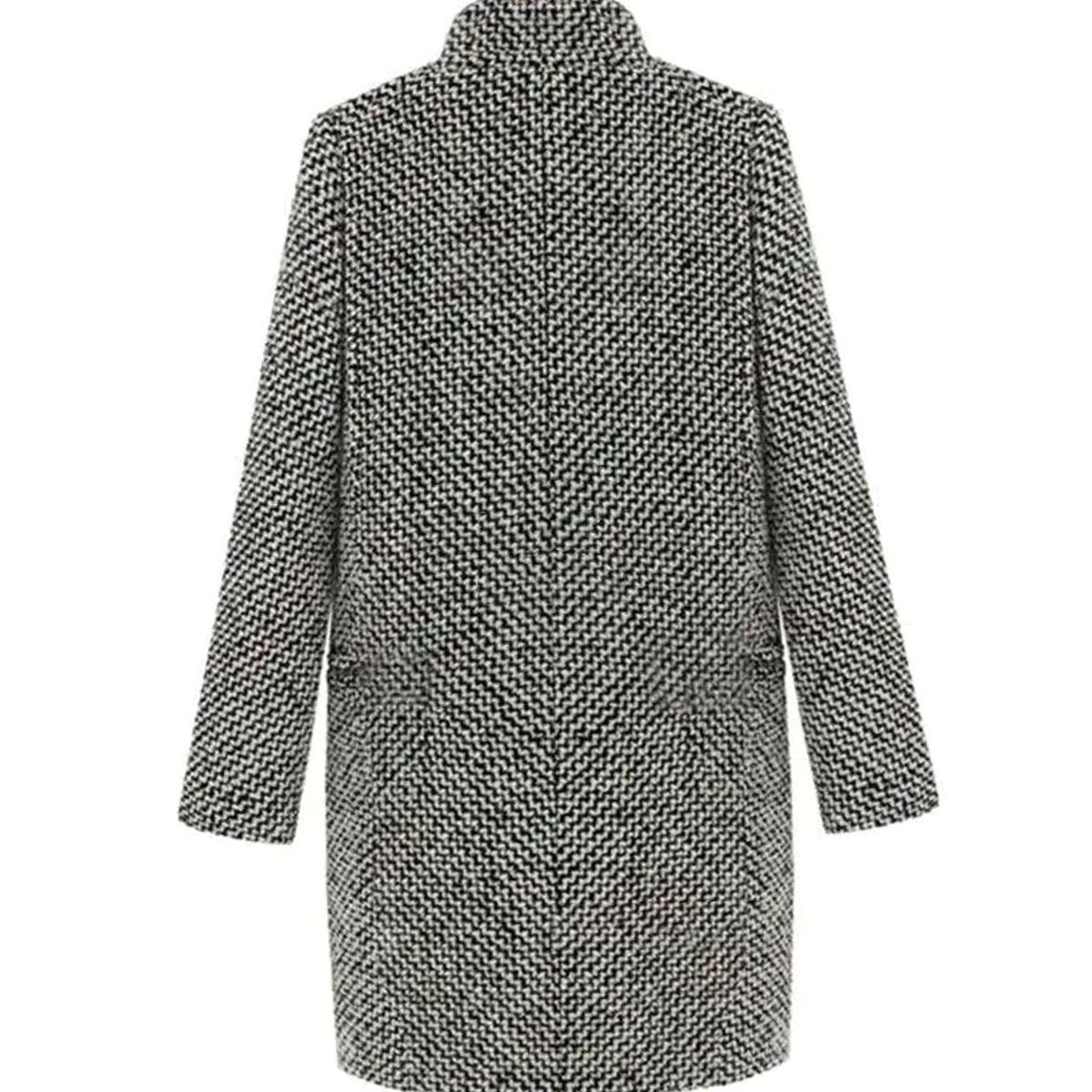 Women's Houndstooth Coat, Longline Tailored with Quilted Lining