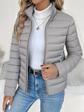 Women's Slim Puffer Jacket, Lightweight with Stand Collar 10