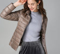 Women's Slim Puffer Jacket, Lightweight with Stand Collar 11
