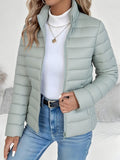 Women's Slim Puffer Jacket, Lightweight with Stand Collar 7