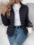 Women's Slim Puffer Jacket, Lightweight with Stand Collar 9