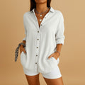 Women's Linen Button Down Blouse Long Sleeve Relaxed 3