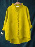 Women's Linen Ruffle Blouse Relaxed Fit Summer 3