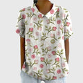 Women's Linen Collared Blouse Short Sleeve Relaxed Fit 3