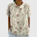 Women's Linen Collared Blouse Short Sleeve Relaxed Fit 4