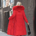Women's Long Padded Coat, Faux Fur Hood Quilted 14