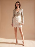 Odile | Sequin Feather Skirt Deep V-Neck Mini Dress for Women 2