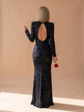 Emma | Open Back Long Sleeve Sequin Maxi Dress for Women 3
