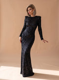 Emma | Open Back Long Sleeve Sequin Maxi Dress for Women 4