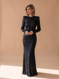 Emma | Open Back Long Sleeve Sequin Maxi Dress for Women 6