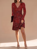 Noemi | Relaxed Fit Sequin V-Neck Long Sleeve Mini Dress for Women 5