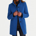 Mid-Length Tailored Stand Collar Coat for Women 2
