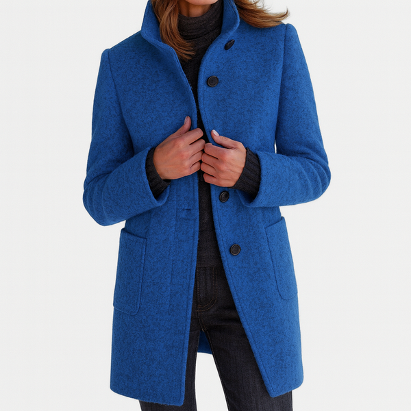 Mid-Length Tailored Stand Collar Coat for Women