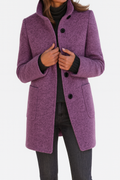 Mid-Length Tailored Stand Collar Coat for Women 3