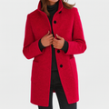 Mid-Length Tailored Stand Collar Coat for Women 6