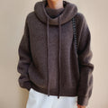 Women's Hooded Jumper, Oversized Funnel Neck with Drawstring 7