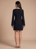 Grace | Pearl Trim Keyhole Black Mini Dress for Women 2