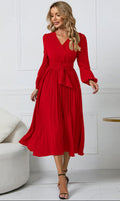 Women's Long Sleeve Midi Dress Wedding Guest Formal 3