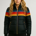 Striped Hooded Quilted Puffer Jacket for Women 2