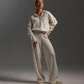 Women's Lounge Set, Quarter Zip Jumper and Wide Leg Trousers 1