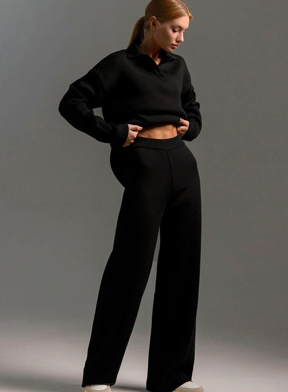 Women's Lounge Set, Quarter Zip Jumper and Wide Leg Trousers