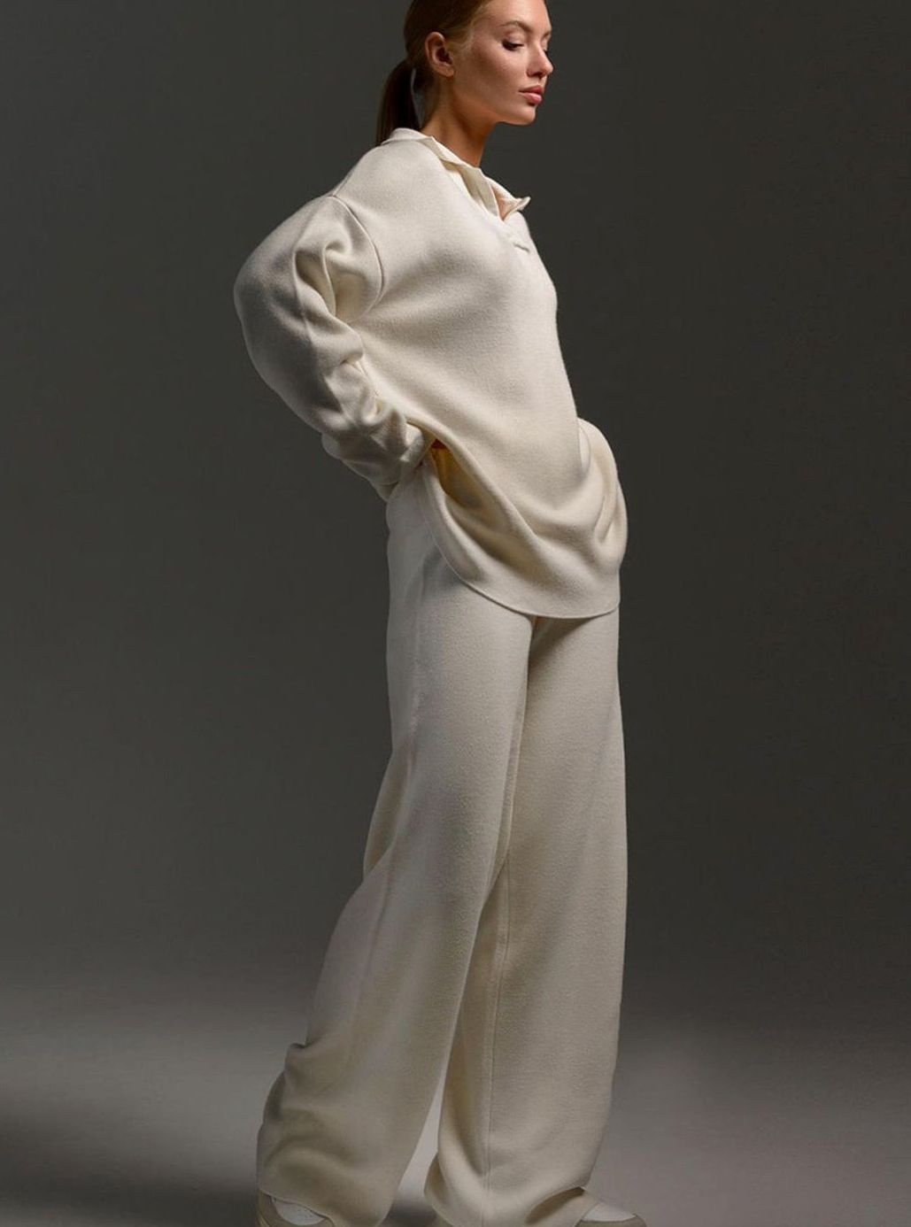 Women's Lounge Set, Quarter Zip Jumper and Wide Leg Trousers