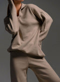 Women's Lounge Set, Quarter Zip Jumper and Wide Leg Trousers 8