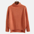 Women's Ribbed Polo Neck Jumper, Split Hem Relaxed Fit 2