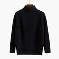 Women's Ribbed Polo Neck Jumper, Split Hem Relaxed Fit 1