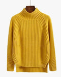 Women's Ribbed Polo Neck Jumper, Split Hem Relaxed Fit 3