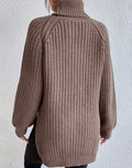 Women's Chunky Roll Neck Jumper, Ribbed Balloon Sleeves 10