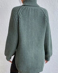 Women's Chunky Roll Neck Jumper, Ribbed Balloon Sleeves 12