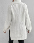 Women's Chunky Roll Neck Jumper, Ribbed Balloon Sleeves 3