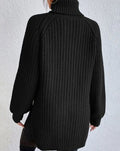 Women's Chunky Roll Neck Jumper, Ribbed Balloon Sleeves 6