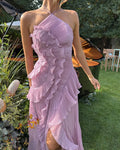 Women's One-Shoulder Maxi Dress Wedding Guest Formal 4