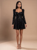 Harper | Black Sequin Sweetheart Mini Party Dress for Women 2