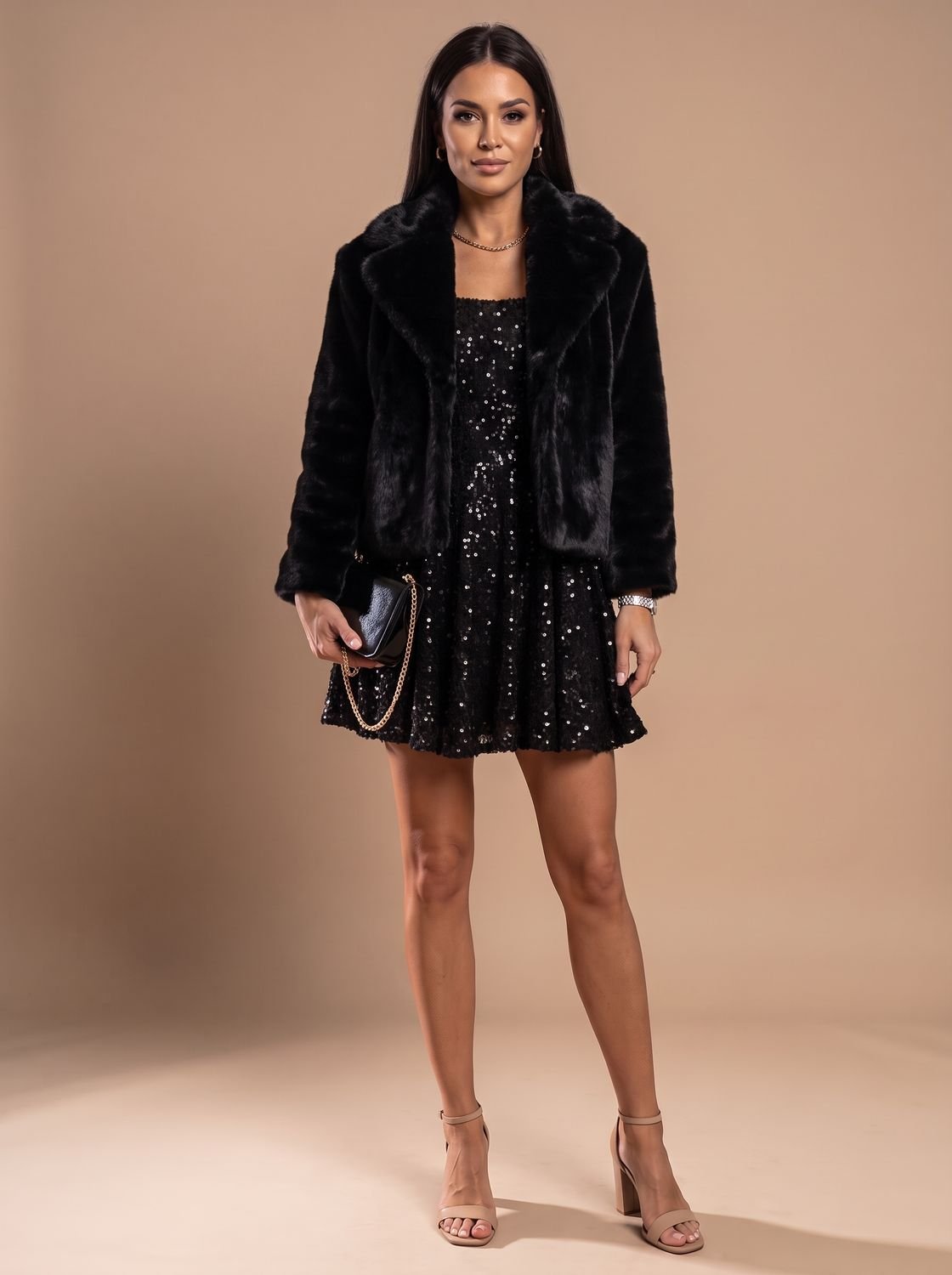 Women's Sequin Christmas Party Dress, Sweetheart Neck Mini