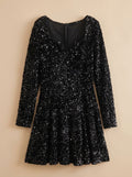 Harper | Black Sequin Sweetheart Mini Party Dress for Women 5