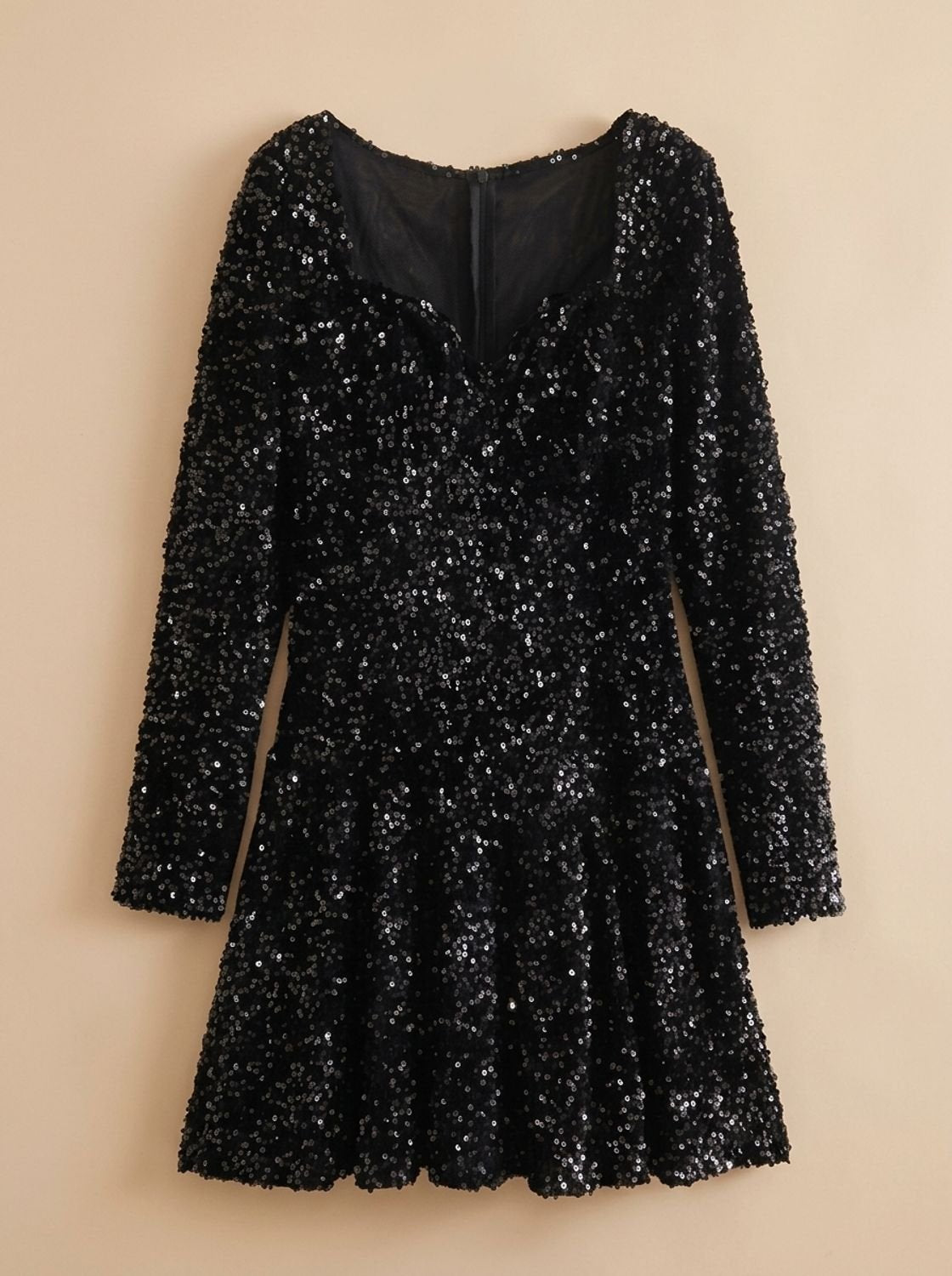 Women's Sequin Christmas Party Dress, Sweetheart Neck Mini