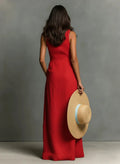 Women's Sleeveless Linen Button-Front Maxi Dress with Collar 2